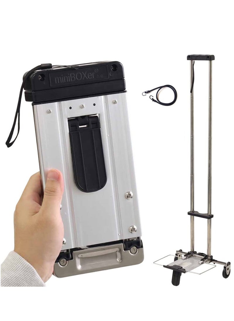 SYOSI - Mini Folding Hand Truck, Dolly Cart with Ropes, Luggage Cart with 2 Wheels Loadable Up to 22lbs, Compact, Mini Lightweight for Travel/Auto/Moving/Office Use, Fits Most Backpacks - Image 1