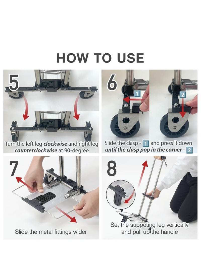 SYOSI - Mini Folding Hand Truck, Dolly Cart with Ropes, Luggage Cart with 2 Wheels Loadable Up to 22lbs, Compact, Mini Lightweight for Travel/Auto/Moving/Office Use, Fits Most Backpacks - Image 1