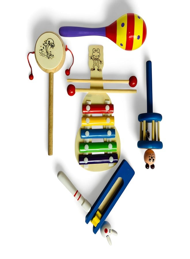MarvelStore Wooden Rattles for Baby, Infants, New Born Babies Toys (0 to 6 to 12 Months) | Perfect for Early Music Education, Rhythm Practice, and Sensory Play (Multicolor)(Eggshaker + Drum + Tartar + Cage + Xylophone) - Image 2