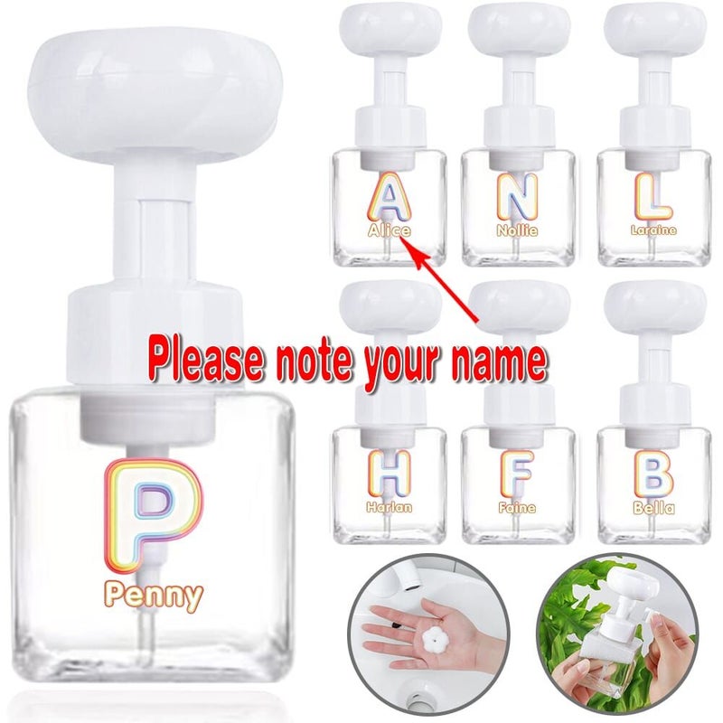 8.45 Oz Yellow Flower Shape Foam Pump Bottle Foaming Soap Dispenser Refillable Travel Organizer For Liquid Shampoo Lotion Split Bottles Hand Bathroom Accessories Rainbow Gradient Initial 26 Letters Gift - Image 1