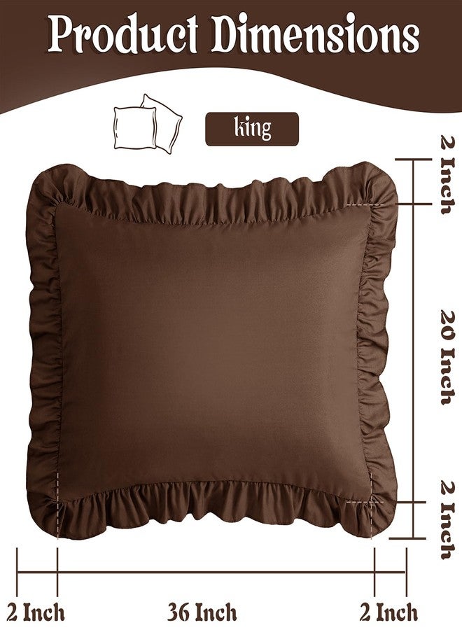 KKJIAF Ruffle Pillow Cases King Size Set of 2, Ruffled Pillow Covers with Envelope Closure, Wrinkle Resistant Ruffled Pillow Shams 20" x 36", Brown - Image 3