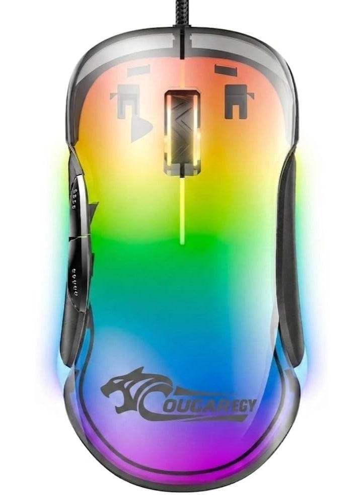 COUGAR-EGY Z700 Wired Gaming Mouse, RGB Backlit, Transparent Crystal, 12800 DPI - Image 1
