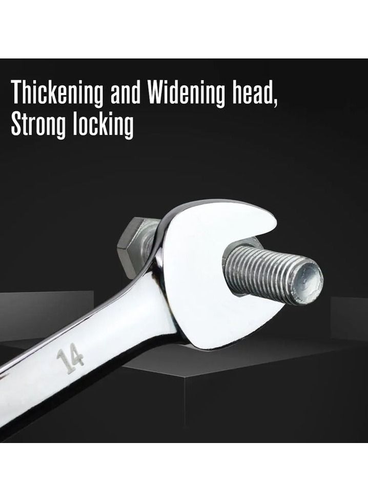 TOTAL 14 Size Double Side Spanner Combination Ring & Open End Spanner Chrome Vanadium 1 Pcs TCSPA141 - Image 5