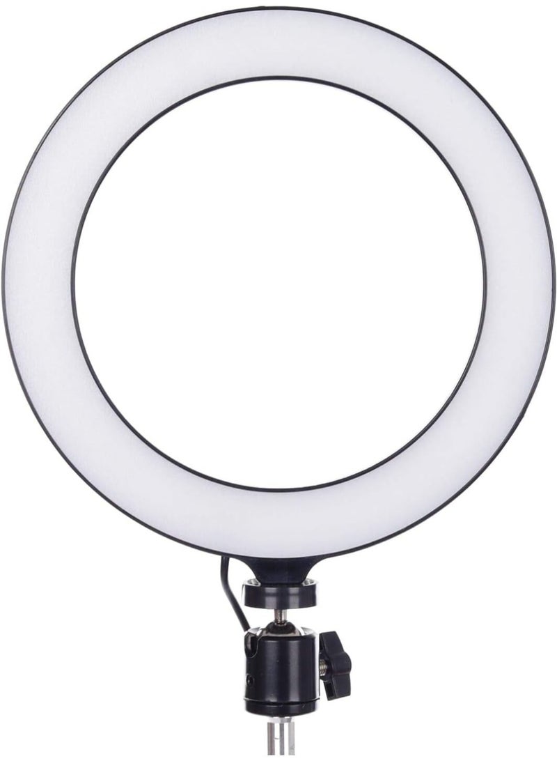 Live Stream 360 Degree Rotated LED Ring Light 20 cm with 2.1 Meter Stand - Black & White  - Image 2