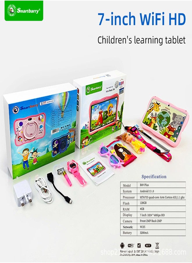 Smartbarry - Smartbarry 7-inch WiFi HD B89 Plus Children's Learning Tablet with 128GB Storage and Android 13.0 - Image 1