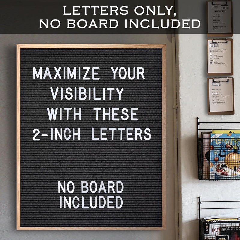 MAINEVENT Letter Board Plastic Letters Set 2 Inch, Letter Board Letters Only NO BOARD INCLUDED, White Large Felt Board Letters, Plastic Letters Letter Board, Felt Letter Board Letters Symbols - Image 4