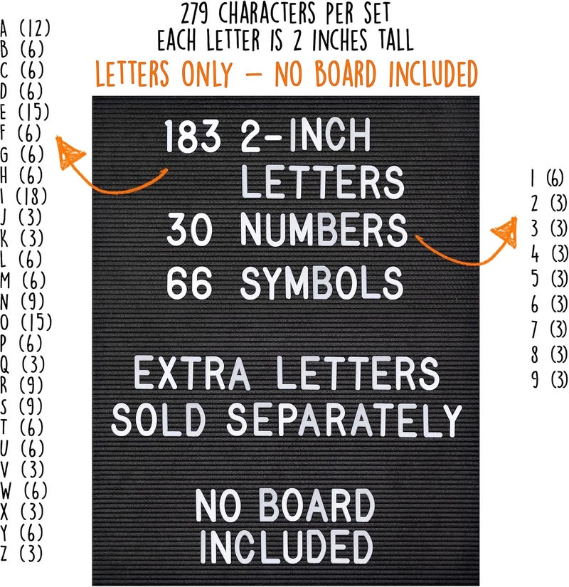 MAINEVENT Letter Board Plastic Letters Set 2 Inch, Letter Board Letters Only NO BOARD INCLUDED, White Large Felt Board Letters, Plastic Letters Letter Board, Felt Letter Board Letters Symbols - Image 2
