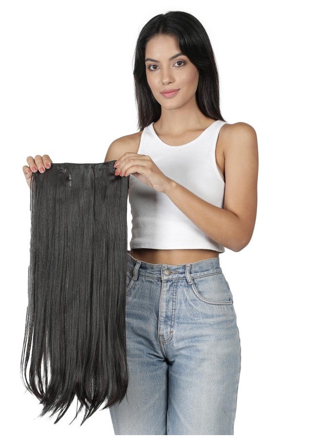 LUSH LOCKS Hair Extensions And Synthetic Hair Wigs Women'S Natural Black Straight Hair Extensions 22 Inch, Pack Of 1  - Image 1