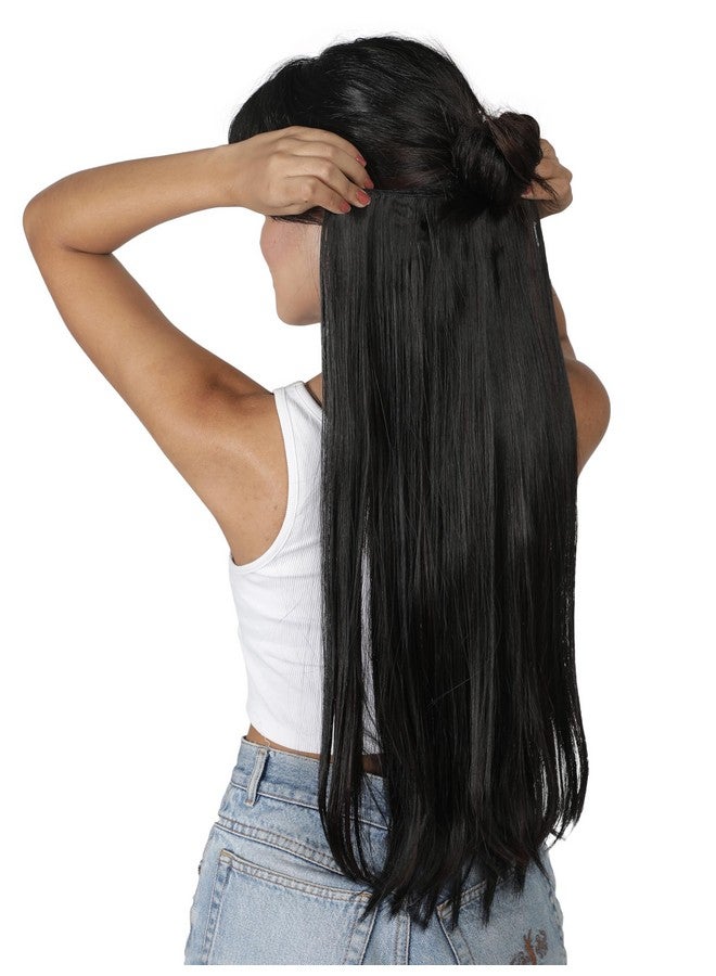 LUSH LOCKS Hair Extensions And Synthetic Hair Wigs Women'S Natural Black Straight Hair Extensions 22 Inch, Pack Of 1  - Image 2