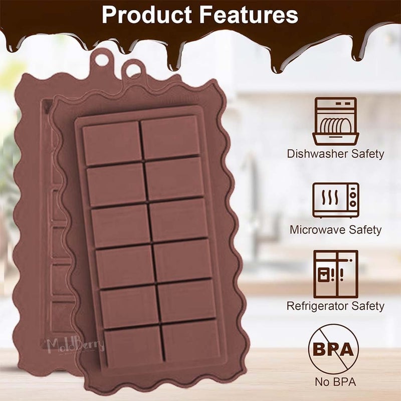 Moldberry Chocolate Bar Mold 1 Inch Deep Dubai Pistachio Chocolate Bar Silicone Thick Candy Mold Zigzag Kunafa Chocolate Molds for Filling Stuffed Knafeh Pistachio Chocolate Mold Pack 1 - Image 3
