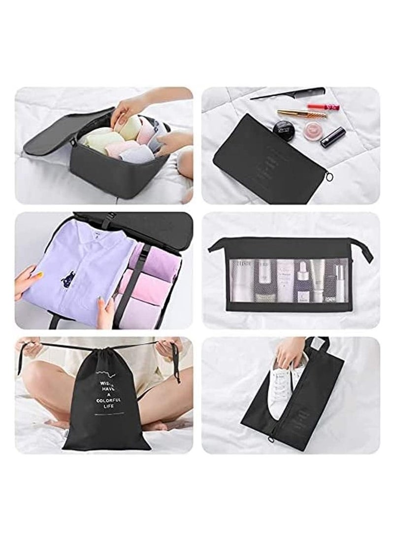 MarlaMall - 10 Set Packing Cubes for Suitcases, Travel Luggage Organizer, Travel Packing Kit with Clothes Storage Bag Shoes Bag Toiletry Bag Laundry Bag Underwear Bag(Black) - Image 1