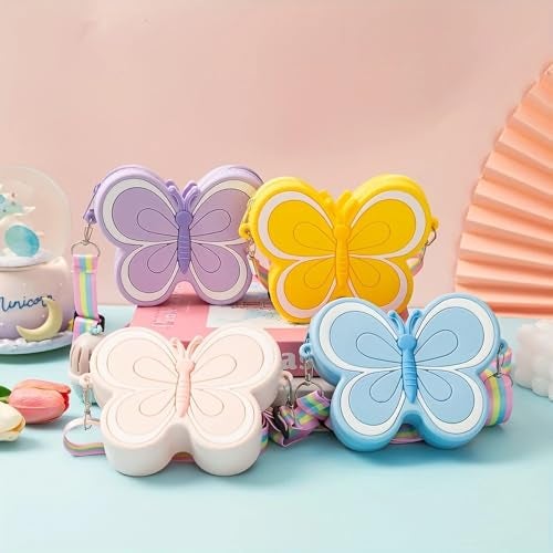 FOMQUAZLI Portable Cute Phone Sling Bag Small Casual Utility Bag Blue Popillon Cartoon Crossbody Purse Mini Mobile Pouch for Kids for School, College and Office - Image 2