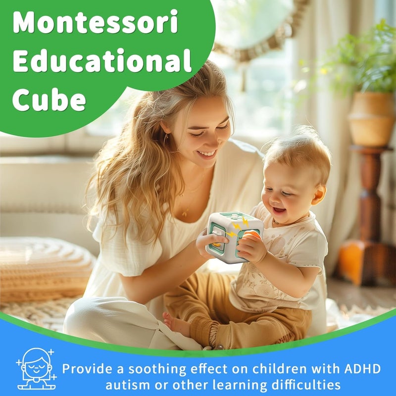 Tec Tavakkal ألعاب حسية للأطفال Montessori 6 في 1 - نشاط فرز الأشكال التعليمية كتل قابلة للتكديس - تطوير المهارات الحركية الدقيقة التفاعلية 1 قطعة (أخضر) - Image 2