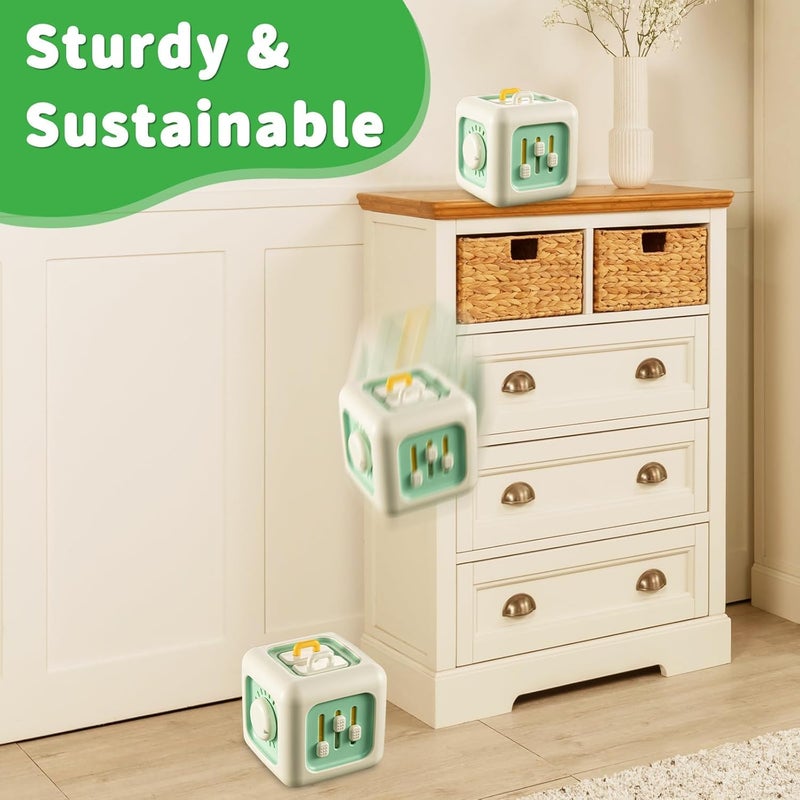 Tec Tavakkal ألعاب حسية للأطفال Montessori 6 في 1 - نشاط فرز الأشكال التعليمية كتل قابلة للتكديس - تطوير المهارات الحركية الدقيقة التفاعلية 1 قطعة (أخضر) - Image 4