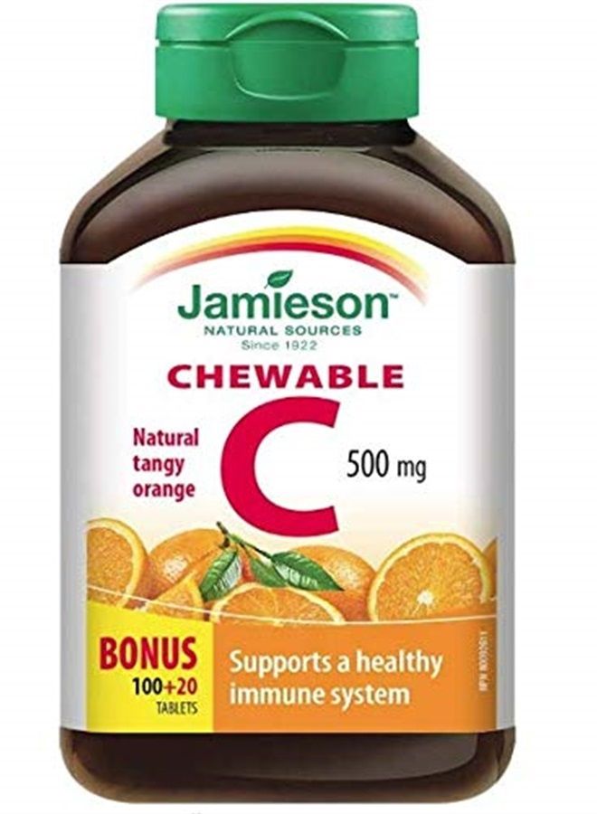 Jamieson Vitamin C Chewable 500 mg - Tangy Orange, 120 tabs Bonus