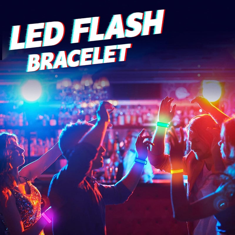 HZYH 8 قطع من أساور LED المضيئة، أساور تُضاء - أساور حفلات هالوين تتوهج في الظلام، مستلزمات وهدايا للكريسماس والحفلات الموسيقية والمهرجانات وجوائز الألعاب والرياضات وإكسسوارات الحفلات الصاخبة (لون أزرق) - Image 4