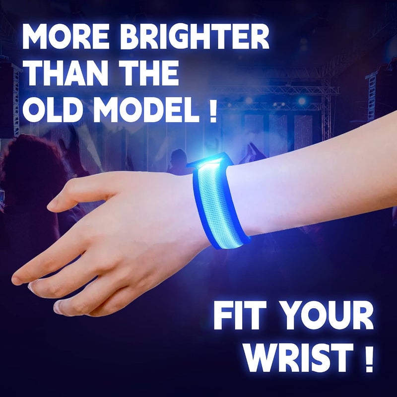 HZYH 8 قطع من أساور LED المضيئة، أساور تُضاء - أساور حفلات هالوين تتوهج في الظلام، مستلزمات وهدايا للكريسماس والحفلات الموسيقية والمهرجانات وجوائز الألعاب والرياضات وإكسسوارات الحفلات الصاخبة (لون أزرق) - Image 3