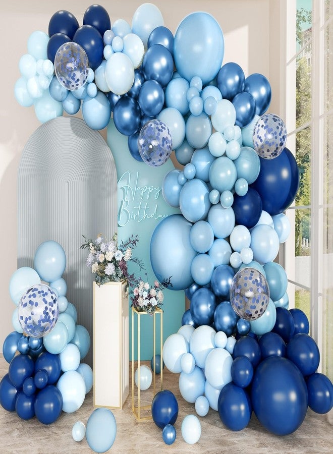 PEASUG Blue Balloon Arch Kit, 168 Pcs Navy Blue Balloon Garland, 18 12 10 Inch Confetti Latex Metallic Chrome Balloons for Birthday Party Baby Shower Ocean Anniversary Decorations - Image 1