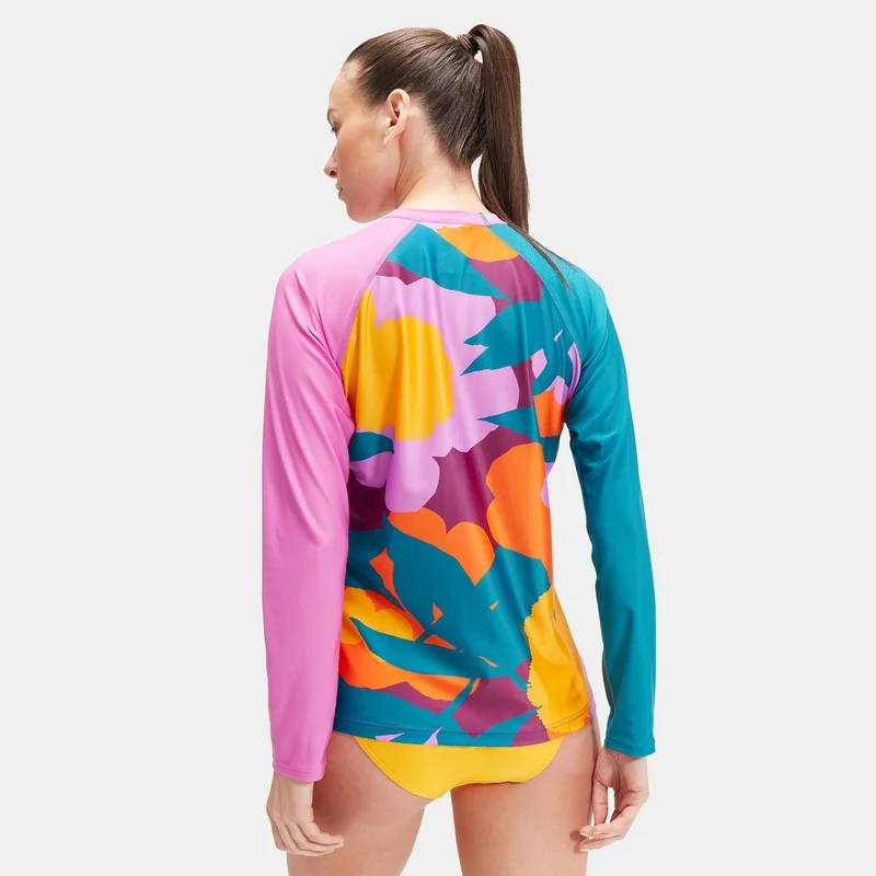 speedo Women's Printed Long Sleeve Swimming T-Shirt
