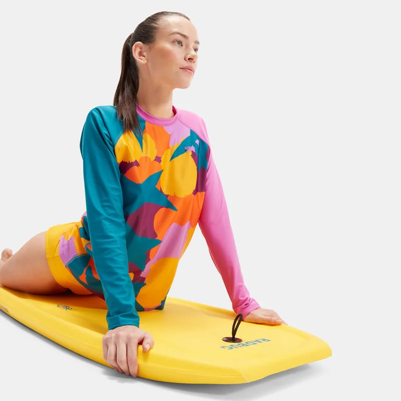 speedo Green Women's Printed Long Sleeve Swimming T-Shirt for Women | Best Price UAE