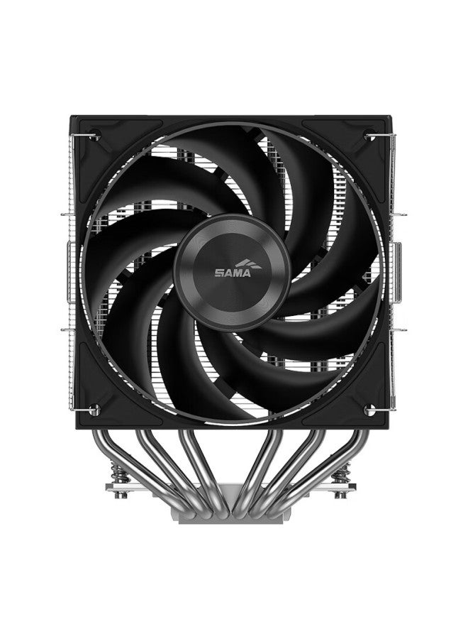 Sama Wind Tunnel A60e Dual Tower Dual Fan 6 Heat Pipes Cpu Air Cooler Metal Brushed Top Cover/high Performance/pwm/multi-platform Lga1851/am5/thermal Paste Included - Image 4