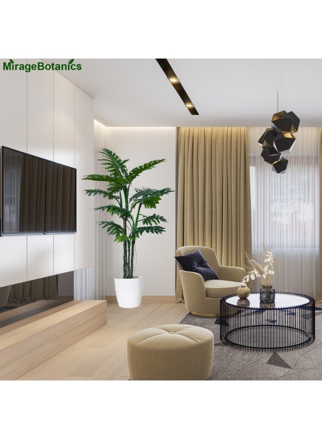 ميراج بوتانيكس 5.2ft طويلة كبيرة مصطنعة Monstera Deliciosa النباتات ، 160 سم مزيفة الجبن السويسري نباتات أرضية مزيفة شجرة الحرير الاستوائية مع وعاء للمكتب بيت غرفة المعيشة المنزلديكور الداخلي في الهواء الطلق - Image 3