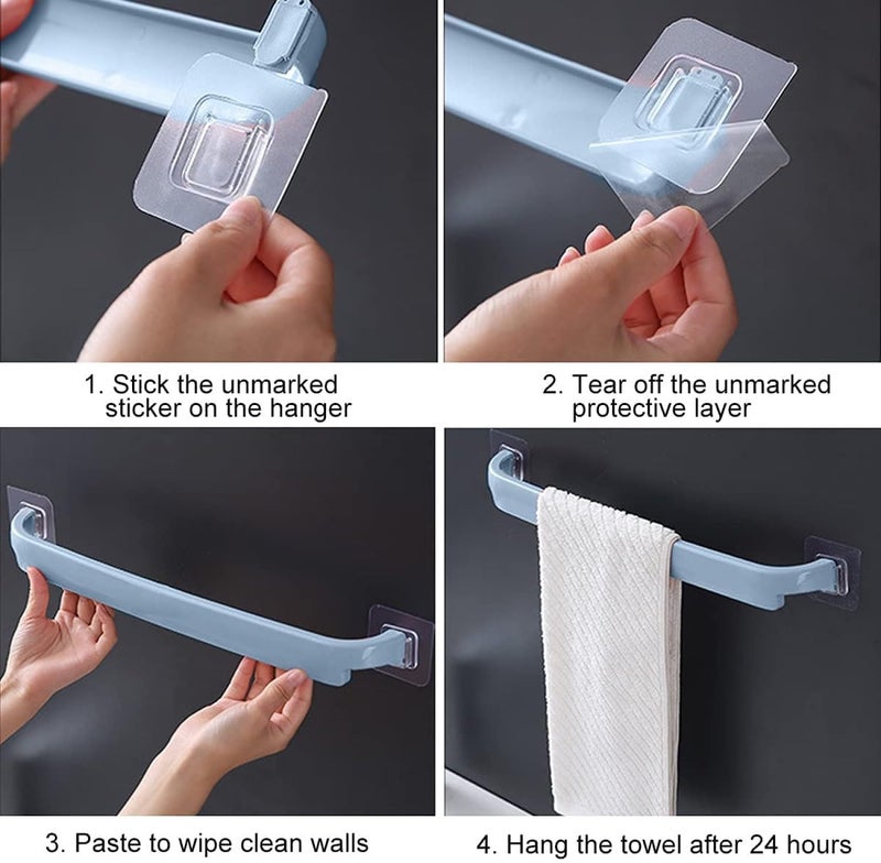 V2H Bathroom Hand Towel Holder No Drill Single Towel Rod Rack Hanging Bath Towel Shelf Bathroom Towel Hanger for Hotel Home(Set of 2) - Image 3