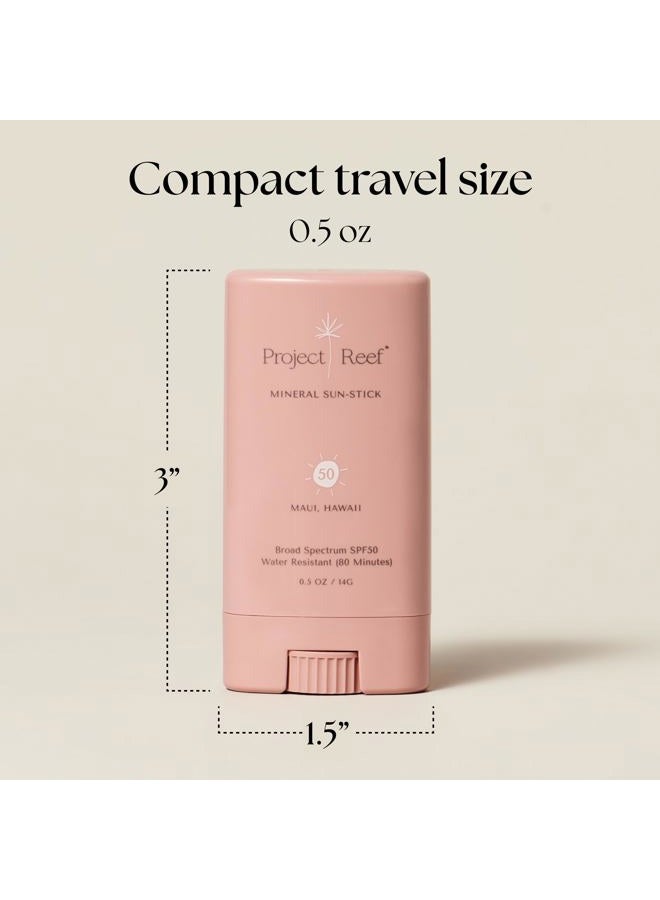 Project Reef SPF 50 Sheer Mineral Sunscreen Stick - Vegan, Reef Safe, Non-Nano Zinc, Face Sunblock Stick, No White Residue, Ideal for Travel & Kids - Image 5