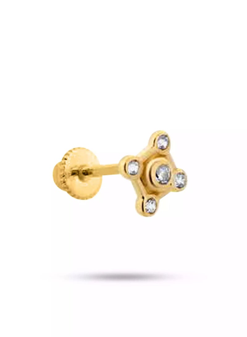 روبي آرت الذهب حلق أذن من الذهب الخالص عيار 18 قيراطًا، مضاد للحساسية، لامع فاخر، 0.59 جرام - Image 2