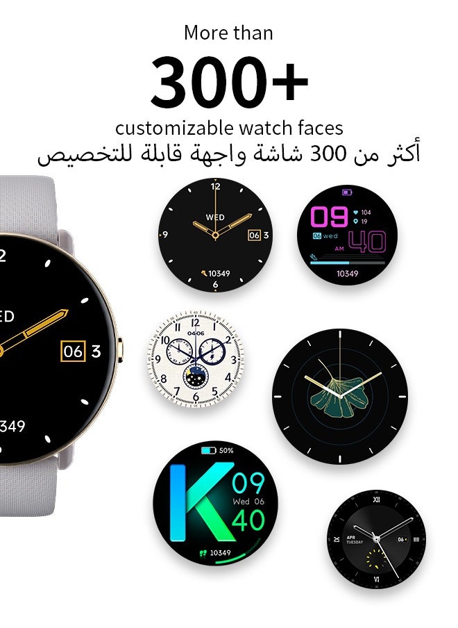 WAPIK - Korean Brand Smart Watch Y6，Business Smartwatch, Waterproof Fitness Watch, Bluetooth Calling, Compatible with Android and iOS, Smart Watch for men, AMOLED Display, Heart Rate Monitoring, Gold - Image 1