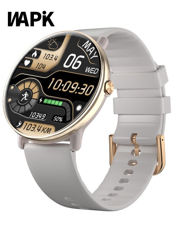 WAPIK - Korean Brand Smart Watch Y6，Business Smartwatch, Waterproof Fitness Watch, Bluetooth Calling, Compatible with Android and iOS, Smart Watch for men, AMOLED Display, Heart Rate Monitoring, Gold - Image 1