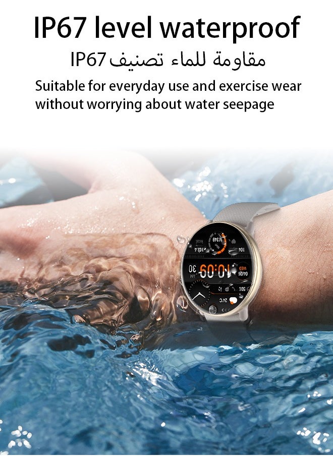 WAPIK - Korean Brand Smart Watch Y6，Business Smartwatch, Waterproof Fitness Watch, Bluetooth Calling, Compatible with Android and iOS, Smart Watch for men, AMOLED Display, Heart Rate Monitoring, Gold - Image 1