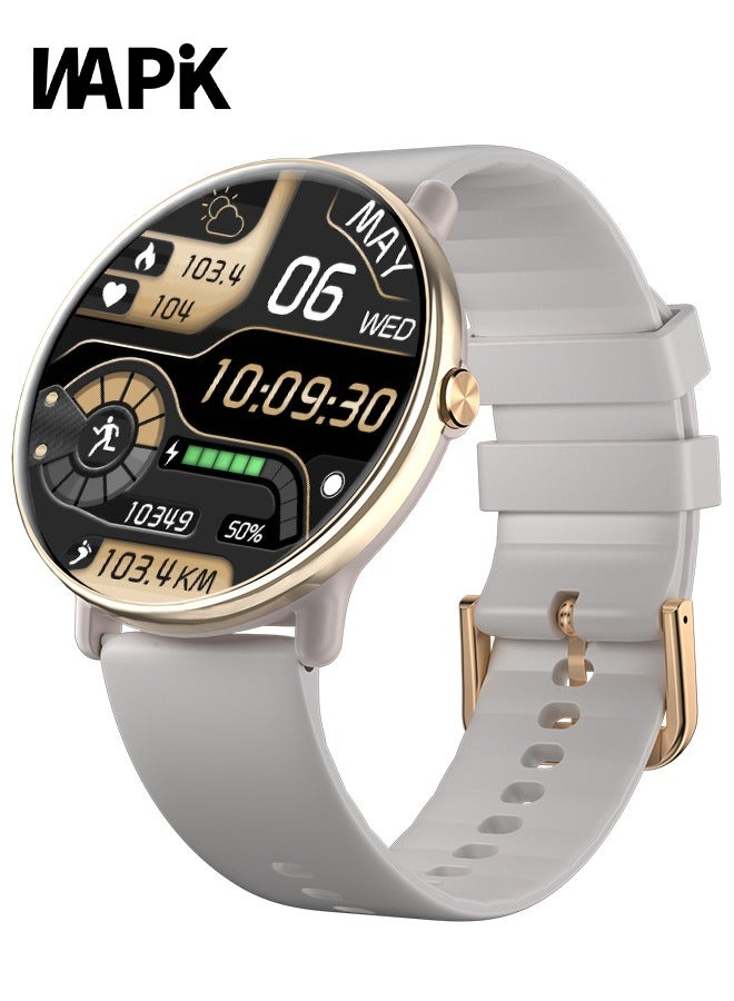 WAPIK Korean Brand Smart Watch Y6，Business Smartwatch, Waterproof Fitness Watch, Bluetooth Calling, Compatible with Android and iOS, Smart Watch for men, AMOLED Display, Heart Rate Monitoring, Gold - Image 1