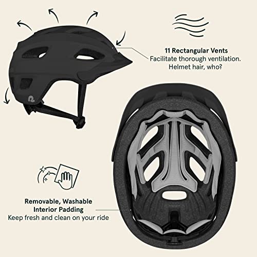Retrospec Lennon Bike Helmet with LED Safety Light Adjustable Dial & Removable Visor - Adjustable Bicycle Helmet for Adult Men & Women - Matte Black One Size - Image 3