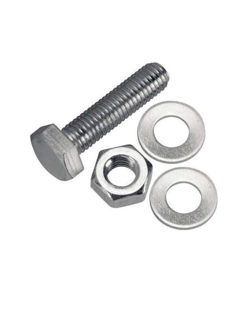 12 pcs Hex Head Screw Bolts Nuts & Washers Fully Thread GI Plain Finish Bolt Set. (10, 30MM) - Image 2