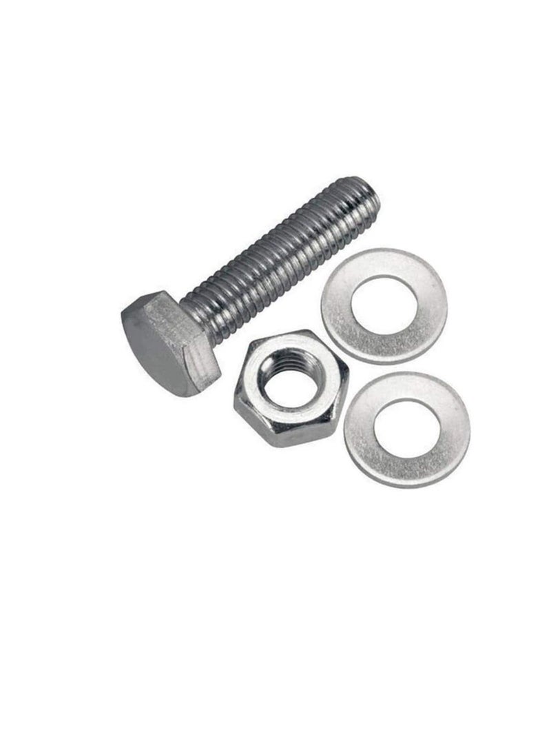 12 pcs Hex Head Screw Bolts Nuts & Washers Fully Thread GI Plain Finish Bolt Set. (10, 30MM) - Image 3