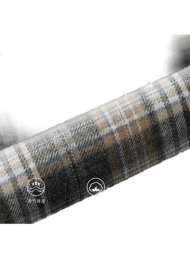 Firs Cotton Plaid Brushed Shirt For Men, Long Sleeve, Warm, Wrinkle-Resistant, Easy-Care, Skin-Friendly, Soft Men'S Spring And Autumn Top - Image 3