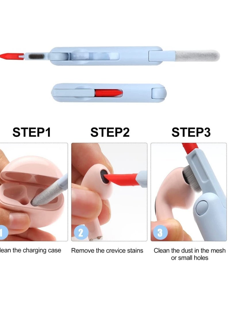 7 in 1 Portable Electronics Cleaner Kit for Airpods Earphones Laptop Monitor Screen and Keyboard Blue - Image 2