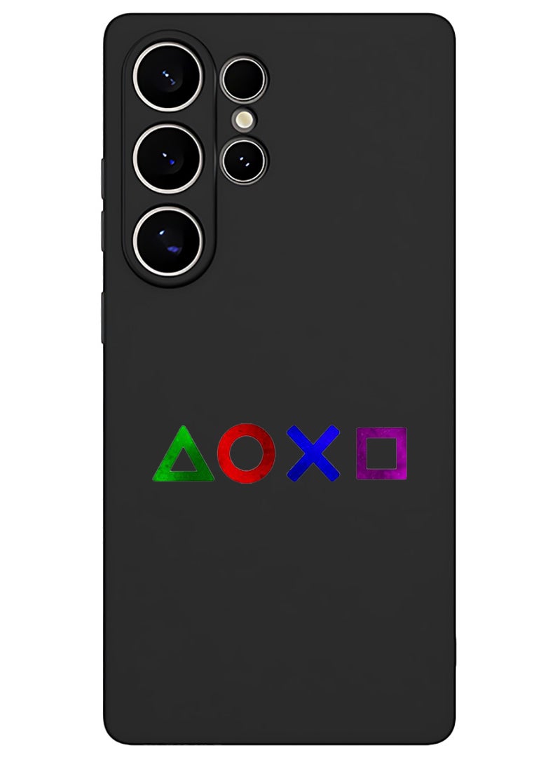 Theodor Protective Slim Fit Case Liquid Silicone Cover with Full Body Protection Anti-Scratch Shockproof Case For Samsung Galaxy S25 Ultra (Black) - Controler button - Image 1