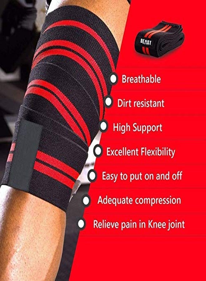 GymWar Weight Lifting Knee Wraps Heavy Duty Elastic Compression Support for Squats Gym Power Lifting Olympic Lifting Workout Cross Training and Cross fit - Pack of 1 - Image 4