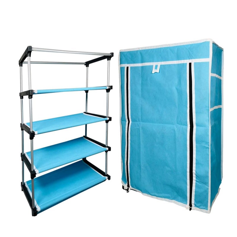 DEMARK Multipurpose 4Tiers Shoe Rack with Dustproof Zip Cover Multiuse Wide Space Storage Rack Made by Non Woven Fabric for Footwear Toys Clothes Firoji Demark4 Layer Shoe Rack - Image 1