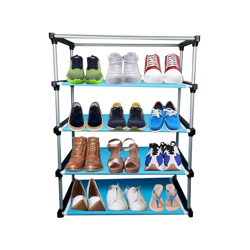 DEMARK Multipurpose 4Tiers Shoe Rack with Dustproof Zip Cover Multiuse Wide Space Storage Rack Made by Non Woven Fabric for Footwear Toys Clothes Firoji Demark4 Layer Shoe Rack - Image 4