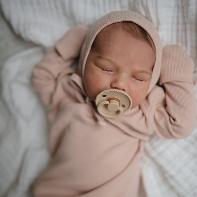 mushie Frigg Rope SilkySoft Silicone Baby Pacifier | Made in Denmark | BPA-Free (Olive/Sage, 0-6 Months) - Image 5