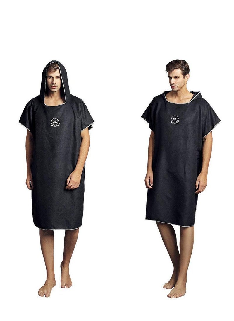 Microfiber Surf Poncho, Wetsuit Changing Bath Robe, Beach Change Cloak Dive Quick Dry Pool Swim Beach Towel with Hood for Adults - Image 2
