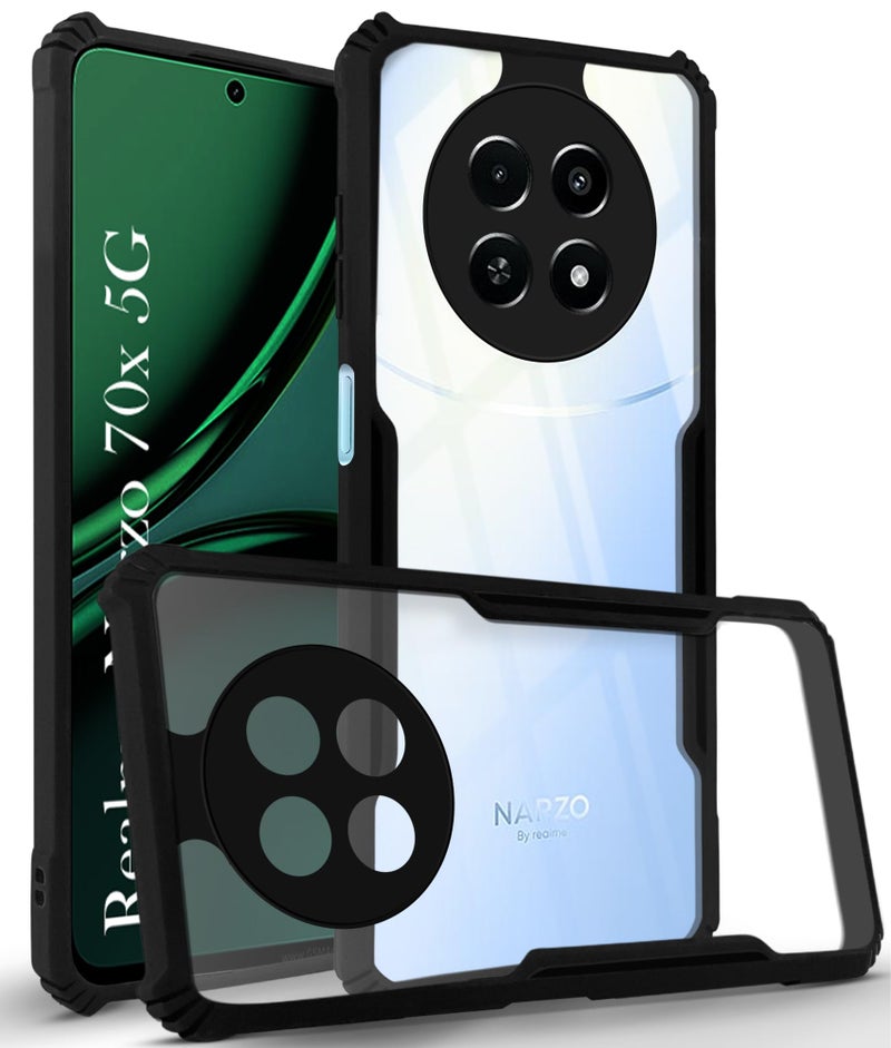 Jkobi Back Cover Case for Realme Narzo 70x 5G (Shockproof with Polycarbonate Clear Panel | Professional Black) - Image 1