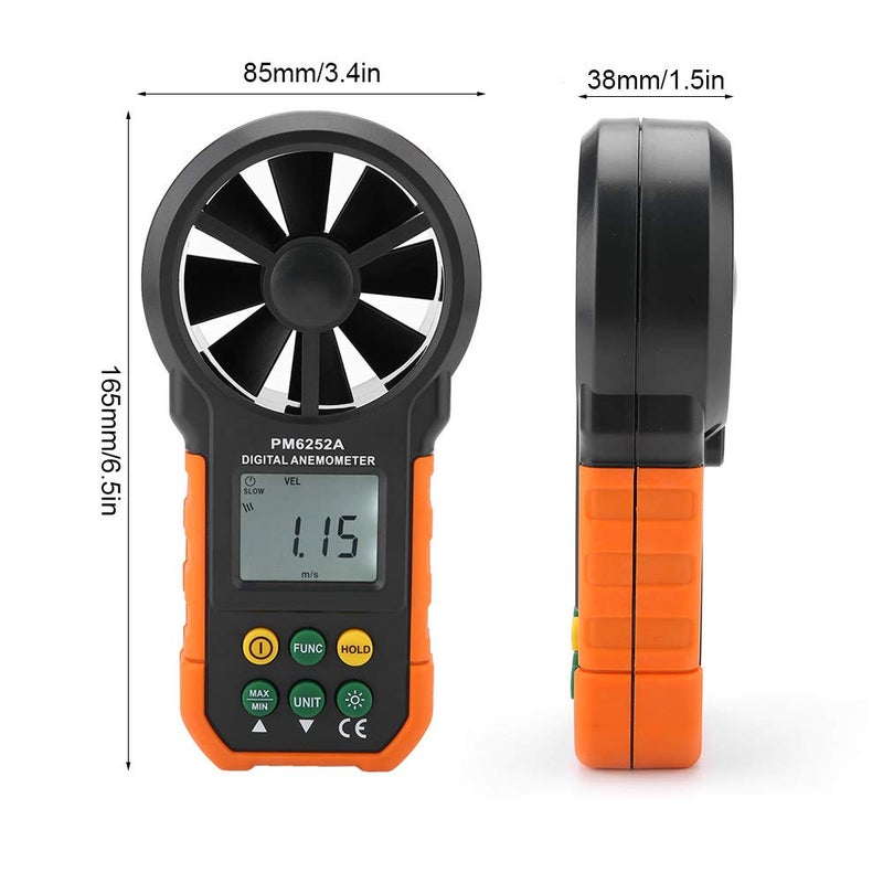 Peakmeter PM6252A Digital Handheld Wind Speed Meter with LCD Backlight and Black Bag - Image 3
