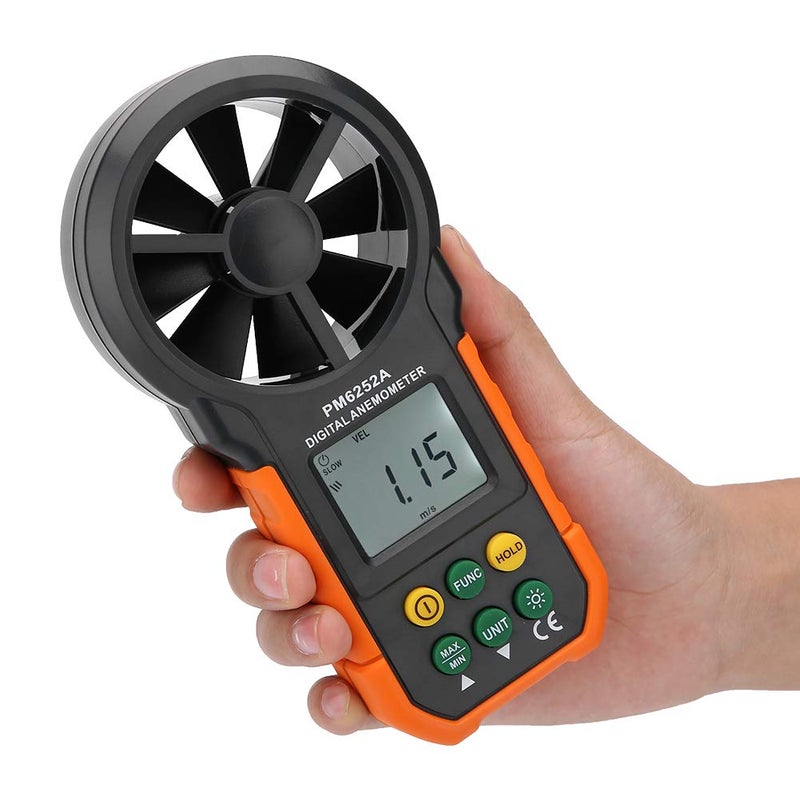 Peakmeter PM6252A Digital Handheld Wind Speed Meter with LCD Backlight and Black Bag - Image 1