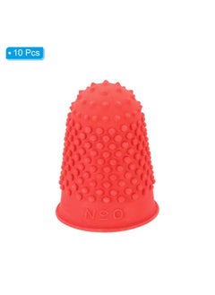 PATIKIL 0.71x1.1 Inch Rubber Finger Tips, 10 Pack Silicone Thumb Fingertip Protector Covers Guard Pads Thimble Grips for Office Counting Sewing, Red Small Size  - Image 3