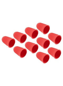 PATIKIL 0.71x1.1 Inch Rubber Finger Tips, 10 Pack Silicone Thumb Fingertip Protector Covers Guard Pads Thimble Grips for Office Counting Sewing, Red Small Size  - Image 1
