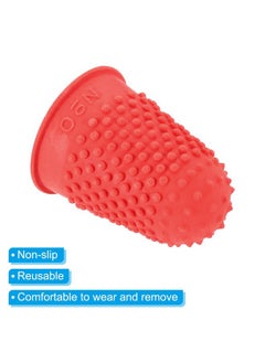 PATIKIL 0.71x1.1 Inch Rubber Finger Tips, 10 Pack Silicone Thumb Fingertip Protector Covers Guard Pads Thimble Grips for Office Counting Sewing, Red Small Size  - Image 4
